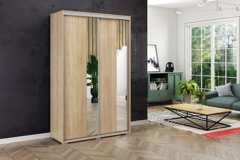 Mała szafa przesuwna w kolorze sonoma Apollo 2-4 w aranżacji