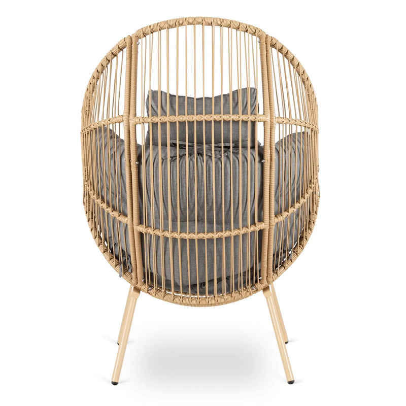 fotel ogrodowy rattanowy Casi szary widok z tyłu