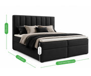 Wymiary czarnego łóżka kontynentalnego iDream Riviera 100 – wysokość 115 cm, długość 215 cm