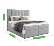 Wymiary łóżka kontynentalnego iDream Riviera 80 w kolorze szarym – wysokość 115 cm, długość 215 cm, szerokość 140/160/180 cm