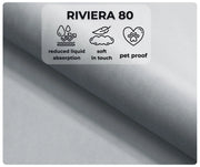 Tkanina Riviera 80 w kolorze szarym – materiał velvet o właściwościach ograniczających wchłanianie płynów, miękki w dotyku i przyjazny zwierzętom