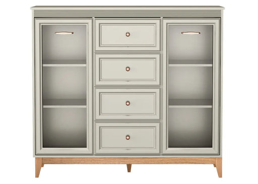 Komoda witryna Windsor 07 kaszmir z przeszklonymi drzwiami i szufladami