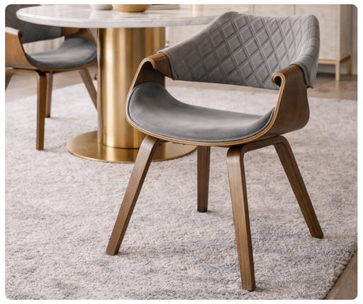 krzesło tapicerowane liso szare orzech w aranżacji przy stole