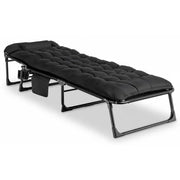 Czarny leżak ogrodowy Sundey z poduszką i regulowanym oparciem