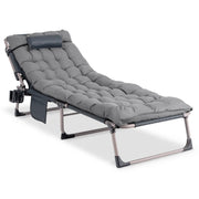 Leżak ogrodowy składany Sundey z poduszką szary – regulowany leżak do ogrodu