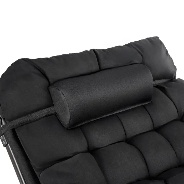 Leżak ogrodowy Sundey czarny – wygodny zagłówek