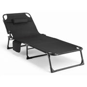 Leżak ogrodowy Sundey czarny z regulowanym oparciem