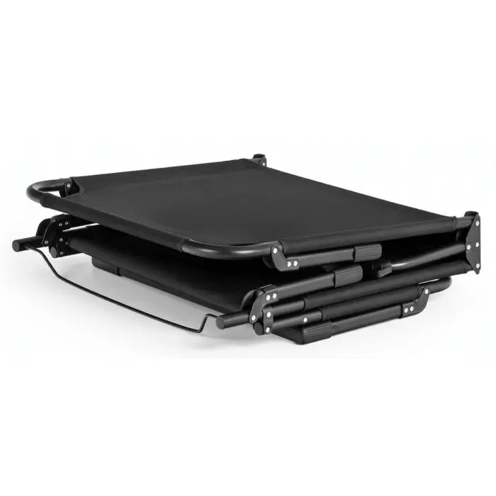 Czarny leżak ogrodowy Sundey w wersji złożonej