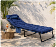 Granatowy leżak ogrodowy Sundey do relaksu na tarasie