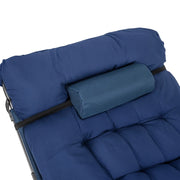 Granatowy składany leżak ogrodowy Sundey z regulowanym zagłówkiem i materacem