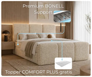 Łóżko kontynentalne FALK z materacem bonellowym i topperem Comfort Plus w zestawie