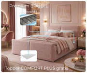 Łóżko kontynentalne Pyllo Bubble różowe z systemem BONELL Support i topperem Comfort Plus gratis