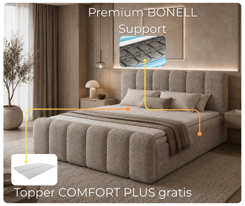 Łóżko kontynentalne LETT Coral 50 z materacem bonellowym i topperem Comfort Plus gratis
