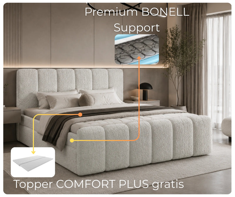 Łóżko kontynentalne LETT Coral 65 z materacem bonellowym i topperem Comfort Plus gratis