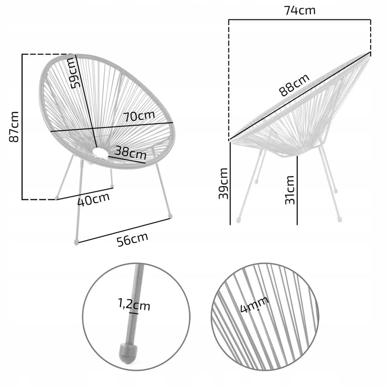 Krzesło ogrodowe Sonic wymiary