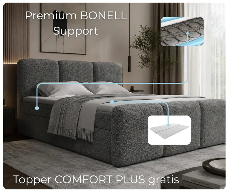 Łóżko kontynentalne FALK Abriamo 08 z materacem bonellowym oraz topperem Comfort Plus w zestawie