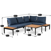 Narożnik ogrodowy NEES – wymiary zestawu mebli ogrodowych z narożnikiem i stolikiem