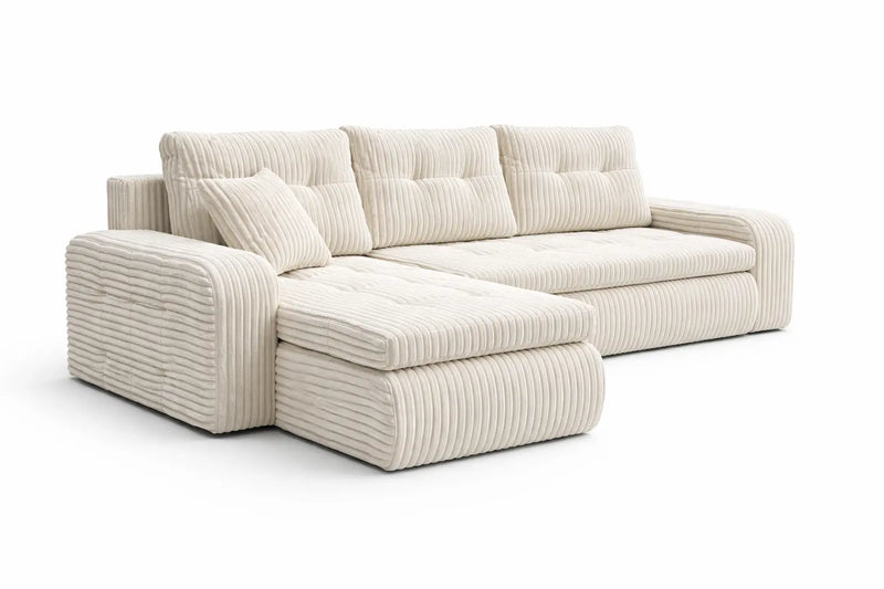 Narożnik Scarlet kremowy Lincoln 03 z funkcją spania – widok perspektywiczny