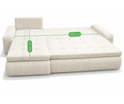 Powierzchnia spania narożnika Scarlet kremowego Lincoln 03 – 205 × 142 cm