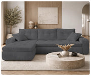 Ciemnoszary narożnik Scarlet Lincoln 90 z funkcją spania w aranżacji salonu