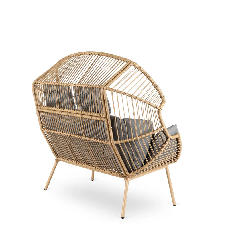 Sofa ogrodowa KEZO rattanowa – tylny widok konstrukcji z technorattanu