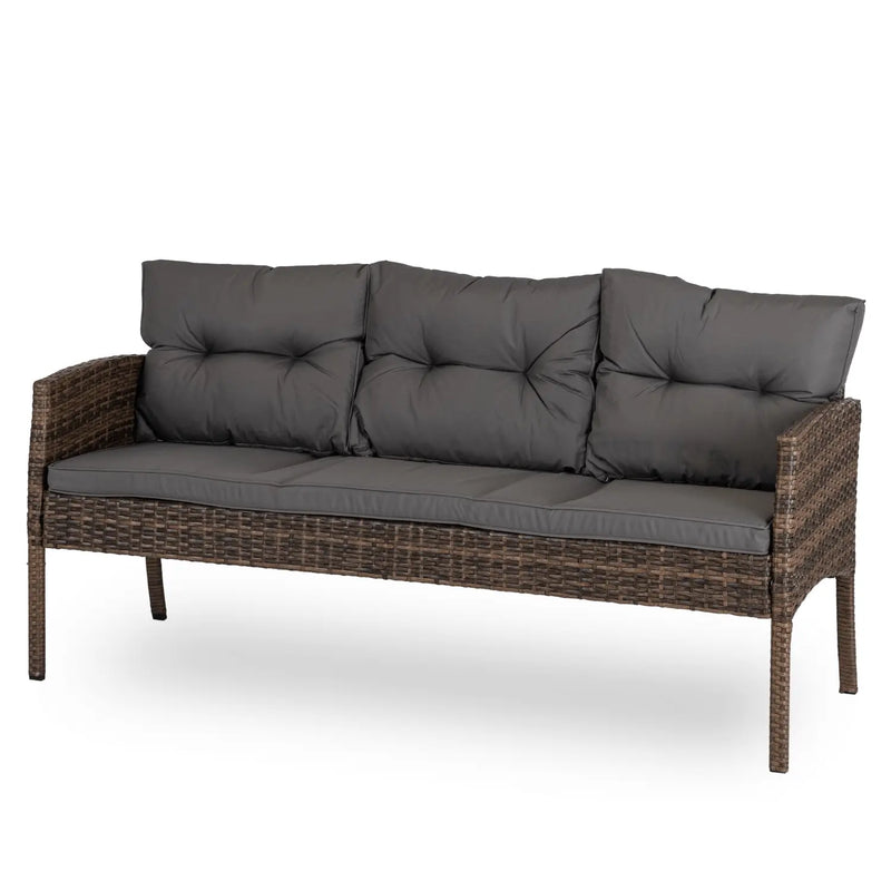 Sofa ogrodowa z technorattanu w kolorze brązowym z zestawu mebli ogrodowych ARTE