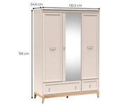 Szafa Windsor 15 kaszmir z lustrem – wymiary: szerokość 135,5 cm, wysokość 193 cm i głębokość 54,6 cm.