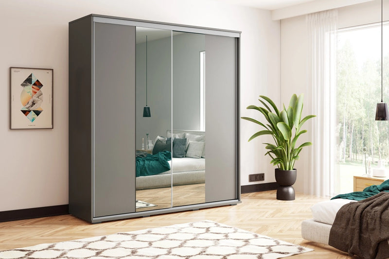 Szafa z lustrem i pólkami Apollo 2-3 w aranżacji w salonie