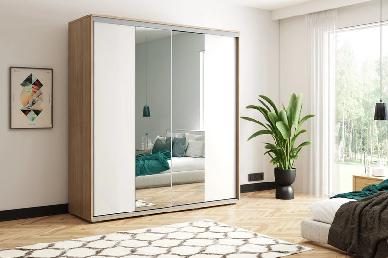 Szafa ubraniowa z lustrami Apollo 2-3 z kwiatem 