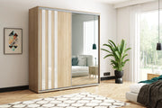 Szafa ubraniowa sonoma z lustrem i paskami Apollo 2-8 w aranżacji