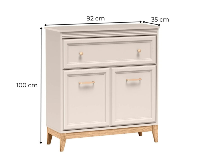 Szafka Windsor 19 kaszmir z szufladą i dwojgiem drzwi – wymiary: szerokość 92 cm, wysokość 100 cm, głębokość 35 cm.