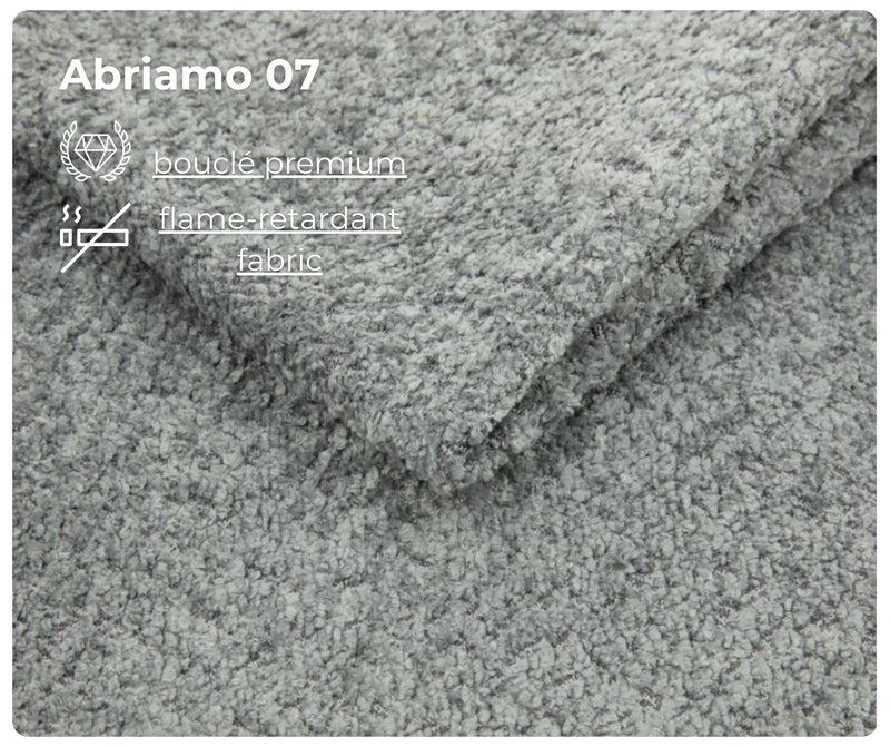 Tkanina Abriamo 07 typu bouclé premium o właściwościach flame retardant do łóżka kontynentalnego FALK