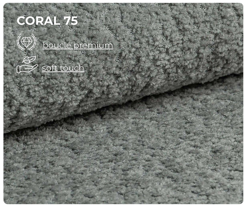 Tkanina bouclé Coral 75 w kolorze jasnoszarym o strukturze soft touch premium