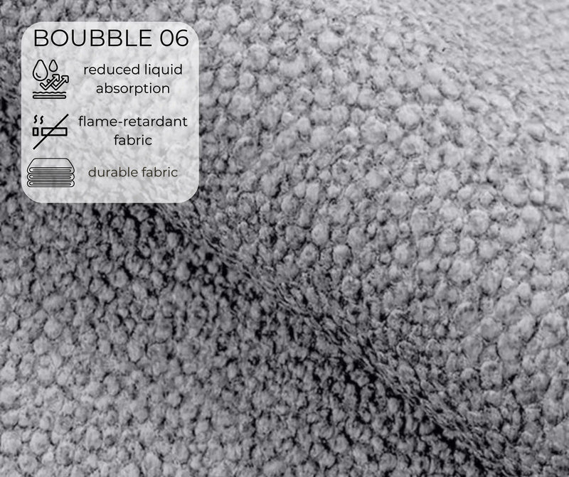 Szara tkanina Bubble 06 boucle z właściwościami hydrofobowymi i trudnopalnymi