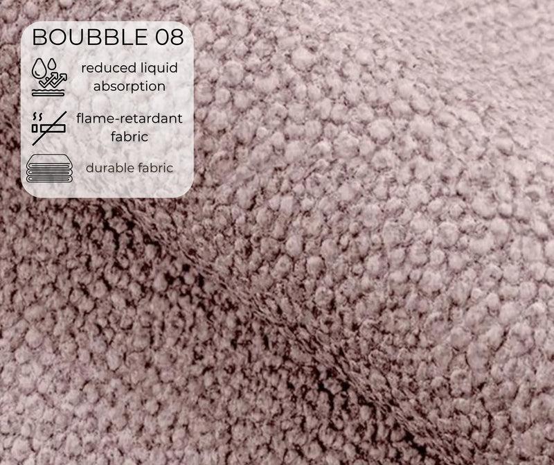 Różowa tkanina Bubble 08 boucle z właściwościami hydrofobowymi i trudnopalnymi