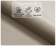 Tkanina Riviera 16 – miękka welurowa tkanina obiciowa o ograniczonym wchłanianiu płynów i właściwościach pet proof