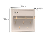 Wieszak ścienny Windsor 22 kaszmir z półką – wymiary: szerokość 92 cm, wysokość 100 cm, głębokość 24,5 cm.