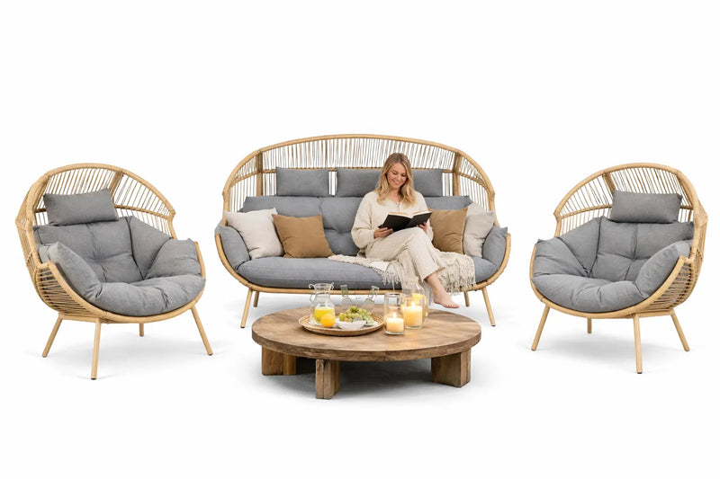 rattanowy zestaw mebli ogrodowych BOHO 2+1 z poduszkami