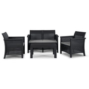 Zestaw ogrodowy BENET czarny technorattan sofa 2 osobowa fotele stolik zestaw mebli ogrodowych